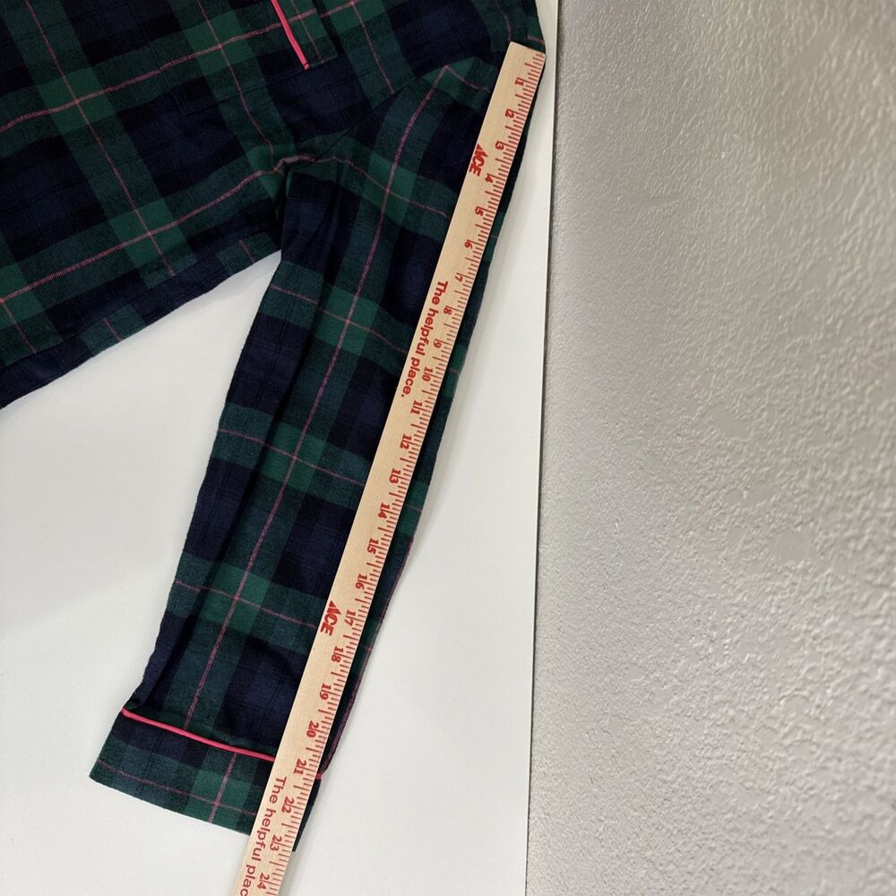 Talbots Green & Navy Plaid Pajama Set with Pink Piping - Picture 16 of 16